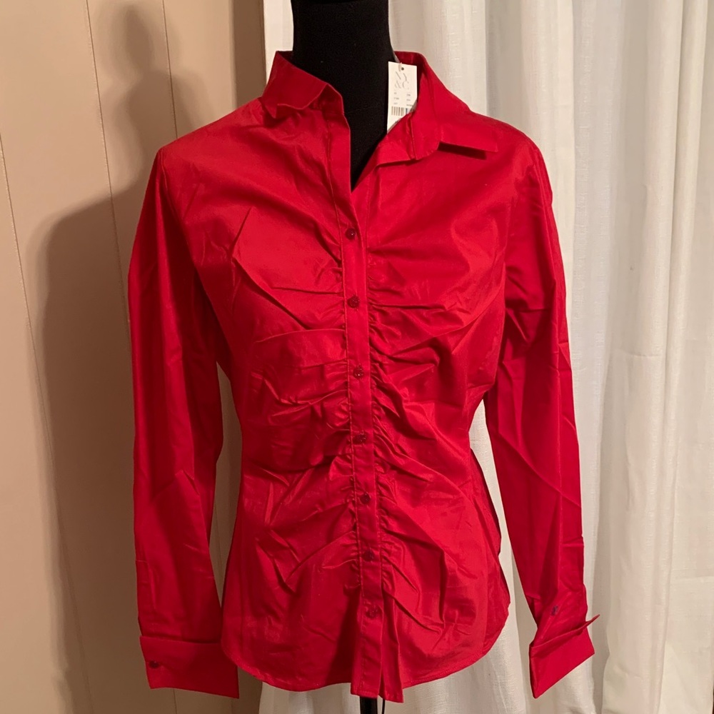 New York & Company Red Button Down Shirt